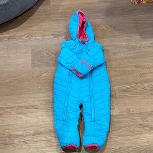 Snozu Blue Quilted Snowsuit with Pink Interior